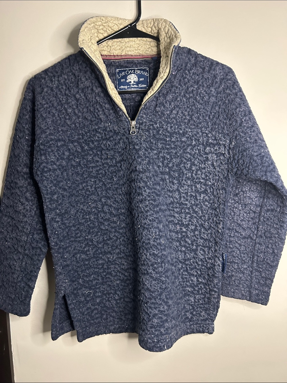 Live Oak Brand Kids Navy Sherpa-Lined Half-Zip Jacket